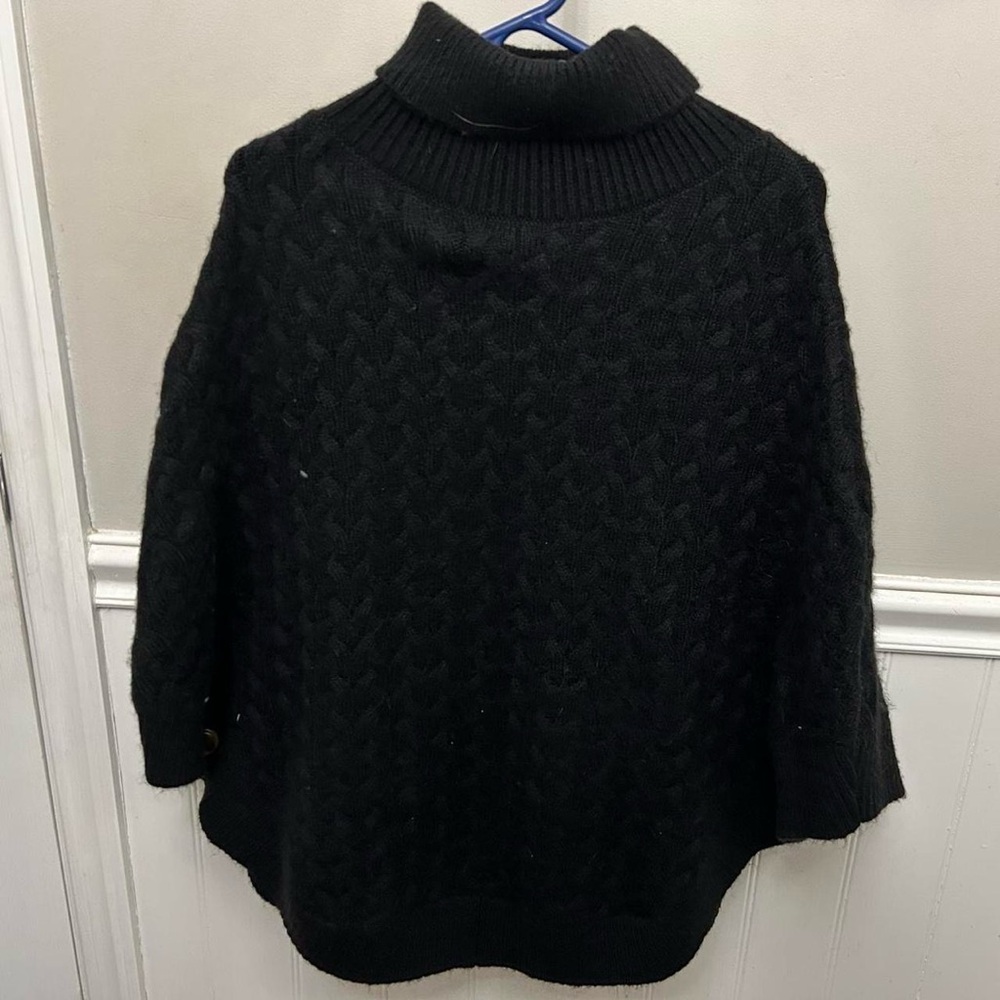 Black French Turtleneck Women's Poncho